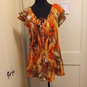 Vibrant Orange and Yellow Women's Size 20 Blouse